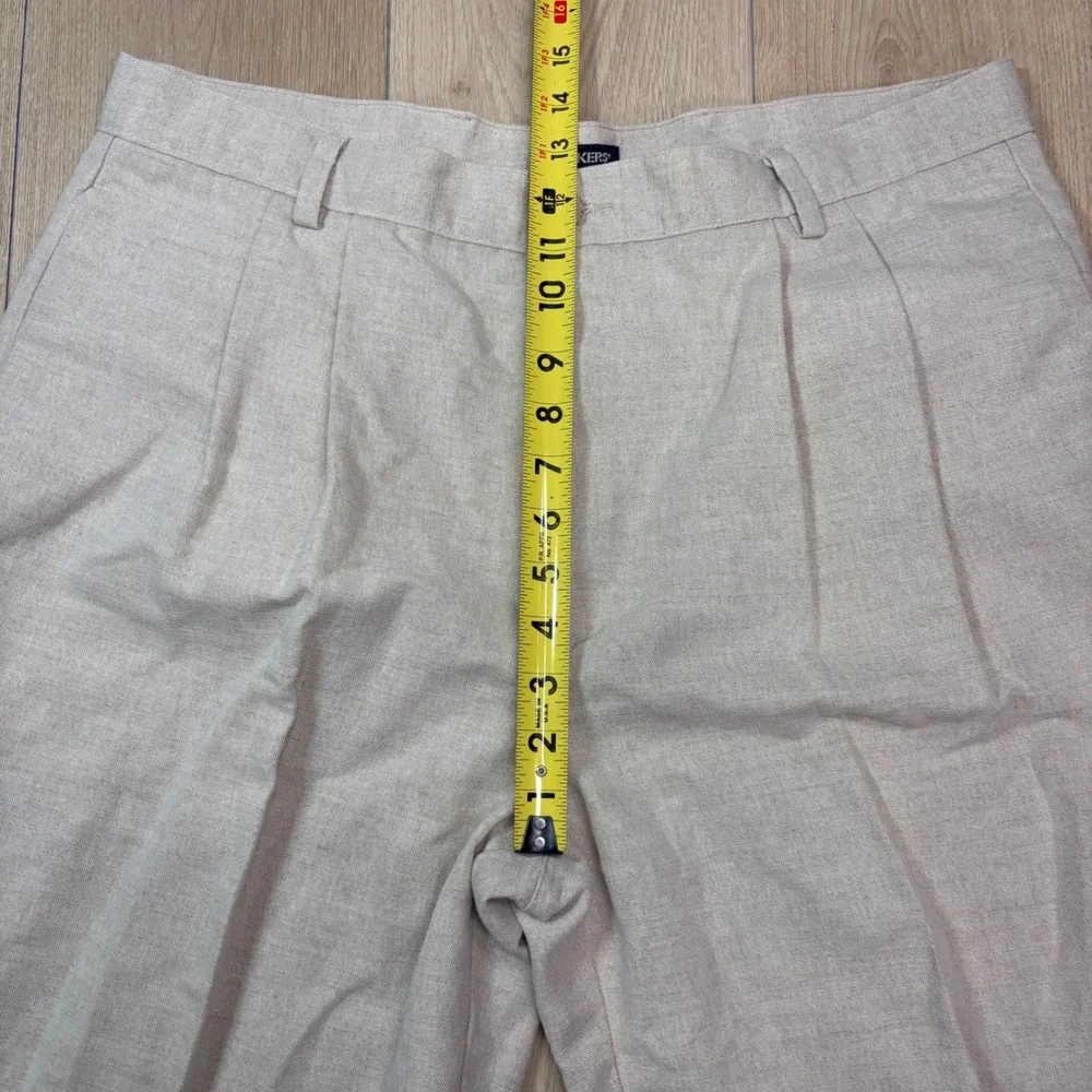 Dockers Khakis Mens 38x32 No Wrinkle Linen Pleated Pants Classic Fit Beige Cuff